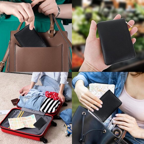 Leather Zipper Coin Purse, PU Lychee Pattern Coin Purse Portable Change Wallet M - Picture 7 of 8